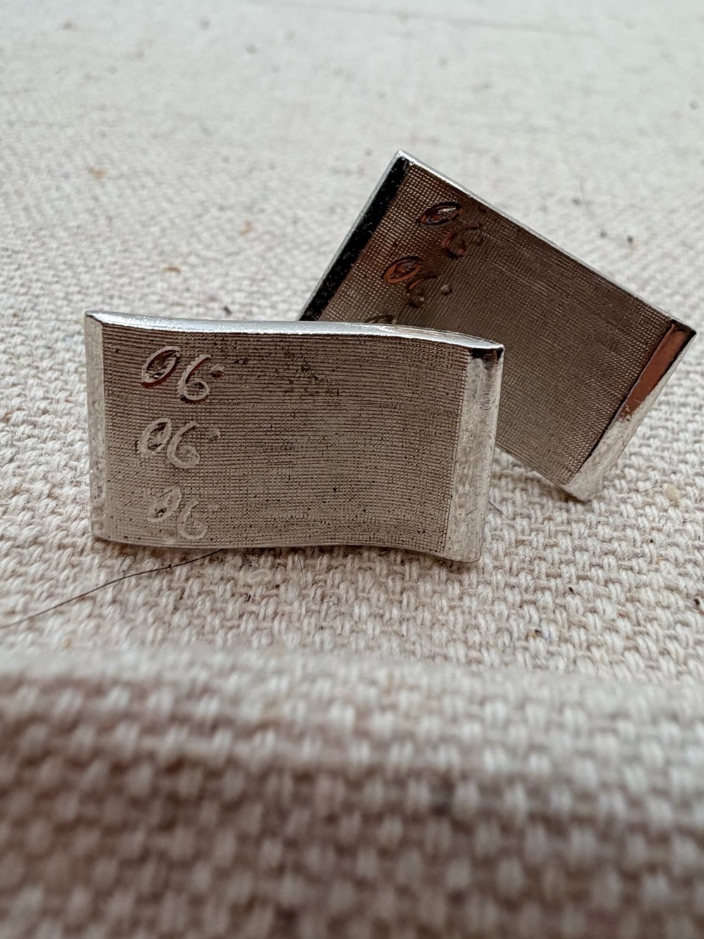 Vintage Silver-Tone Rectangular Cufflinks with Subtle Engraved Motif